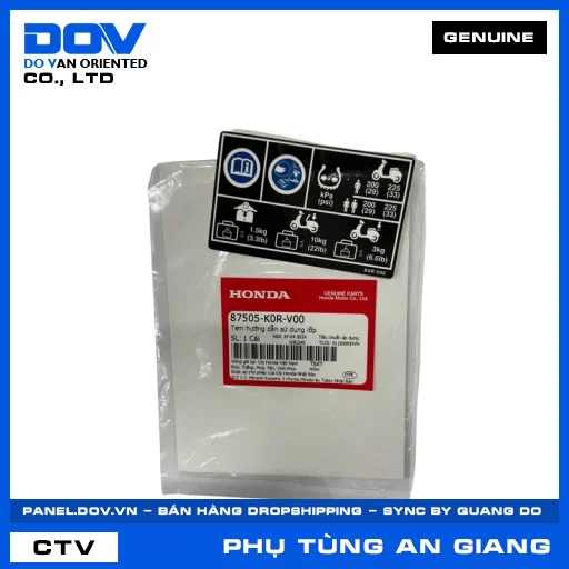 TEM HƯỚNG DẪN SỬ DỤNG LỐP (vỏ xe) SH 125/150, SH 125/160 — 87505K0RV00