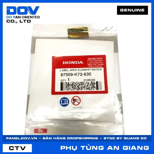 TEM BỘ LỌC KHÍ (lọc gió) — 87509K72630