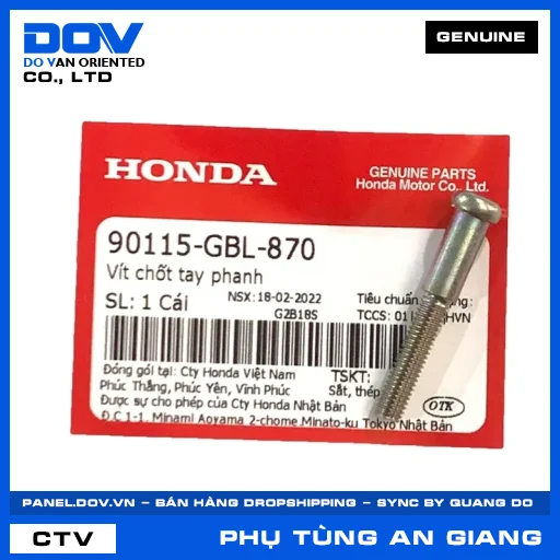 VÍT CHỐT TAY PHANH (tay thắng) AIR BLADE 110, CLICK 110, LEAD 110, LEAD 125 — 90115GBL870