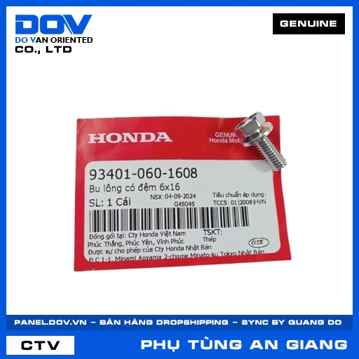 BU LÔNG CÓ ĐỆM 6X16 AIR BLADE 125, AIR BLADE 125/150, AIR BLADE 125/160 — 934010601608