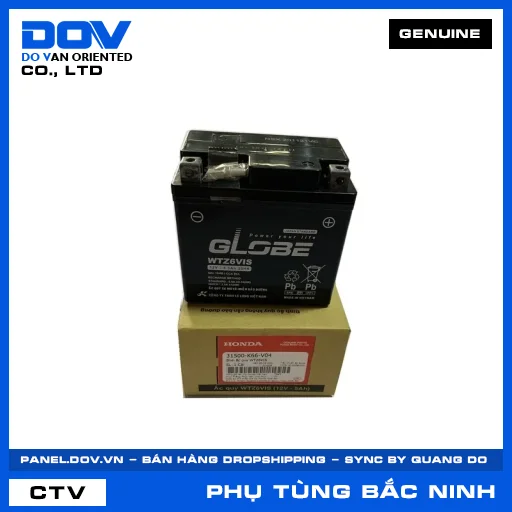 BÌNH ẮC QUY WTZ6VIS (bình điện) AIR BLADE 125/160, LEAD 125, VISION 110 — 31500K66V04