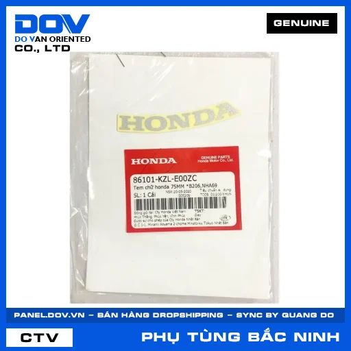 TEM CHỮ HONDA 75MM *B206,NHA69 VISION 110 — 86101KZLE00ZC