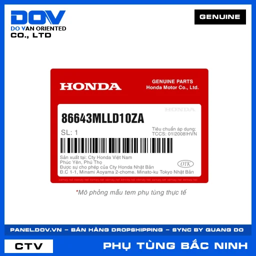 TEM ỐP SAU PHẢI *TYPE1* — 86643MLLD10ZA