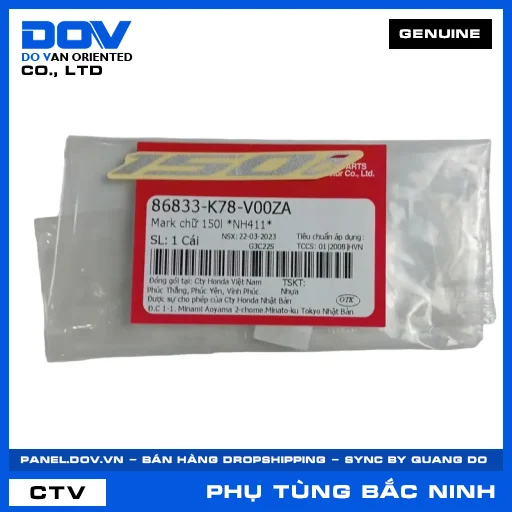 MARK CHỮ 150L *NH411* SH 125/150 — 86833K78V00ZA