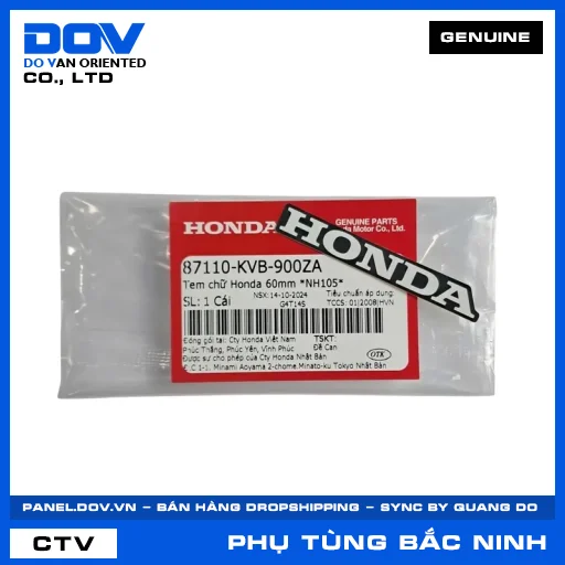 TEM CHỮ HONDA 60MM *NH105* AIR BLADE 110, AIR BLADE 125, AIR BLADE 125/150, AIR BLADE 125/160 — 87110KVB900ZA