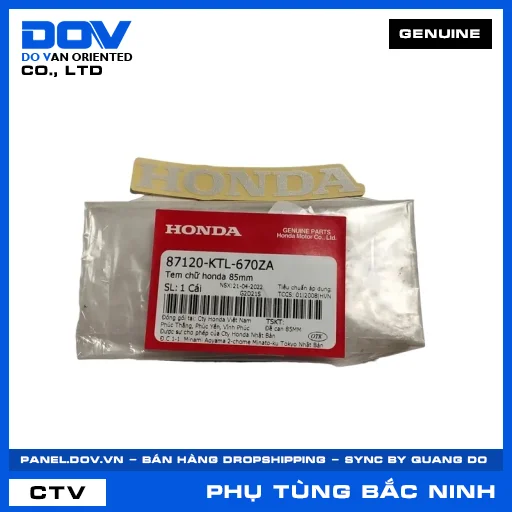 TEM CHỮ HONDA 85MM WAVE ALPHA — 87120KTL670ZA