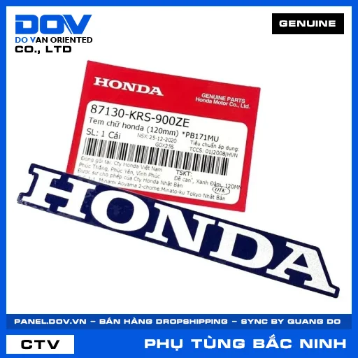 TEM CHỮ HONDA (120MM) *PB171MU WAVE ALPHA — 87130KRS900ZE