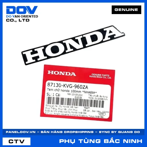 TEM CHỮ HONDA 100MM *NHA69P* AIR BLADE 110 — 87130KVG960ZA
