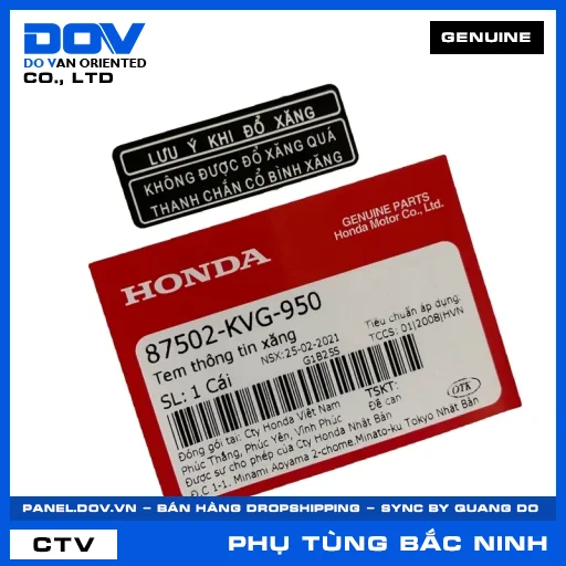 TEM THÔNG TIN XĂNG AIR BLADE 110, AIR BLADE 125 — 87502KVG950