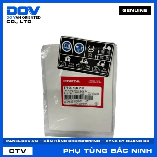 TEM HƯỚNG DẪN SỬ DỤNG LỐP (vỏ xe) SH 125/150, SH 125/160 — 87505K0RV00