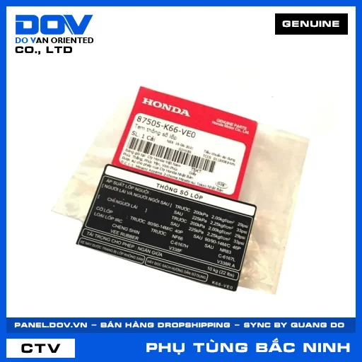 TEM THÔNG SỐ LỐP (vỏ xe) AIR BLADE 125/150 — 87505K66VE0