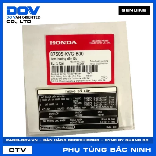 TEM HƯỚNG DẪN LỐP (vỏ xe) AIR BLADE 110 — 87505KVGB00