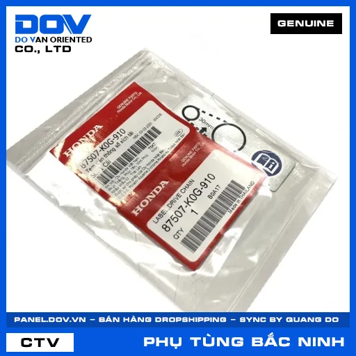 TEM DÁN THÔNG SỐ XÍCH TẢI (sên) — 87507K0G910
