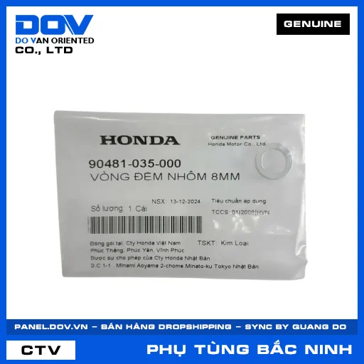 VÒNG ĐỆM NHÔM 8MM SUPER DREAM, WAVE 100, WAVE ALPHA — 90481035000