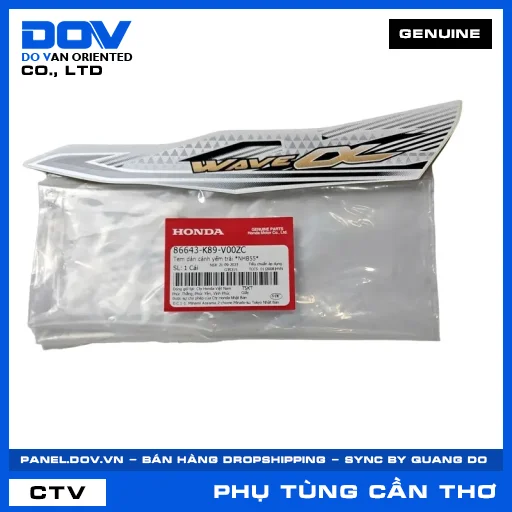 TEM DÁN CÁNH YẾM TRÁI *NHB55* WAVE ALPHA 110 — 86643K89V00ZC
