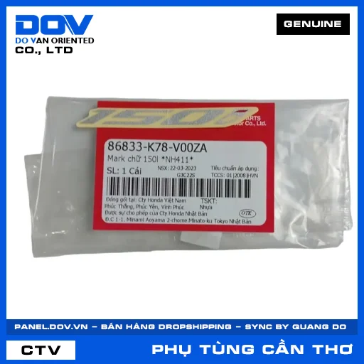 MARK CHỮ 150L *NH411* SH 125/150 — 86833K78V00ZA