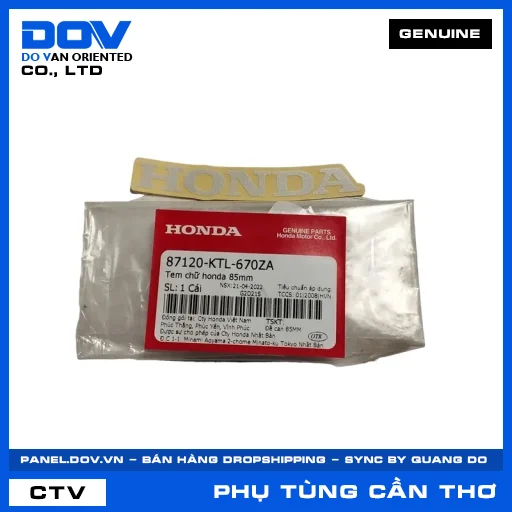 TEM CHỮ HONDA 85MM WAVE ALPHA — 87120KTL670ZA