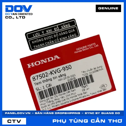 TEM THÔNG TIN XĂNG AIR BLADE 110, AIR BLADE 125 — 87502KVG950