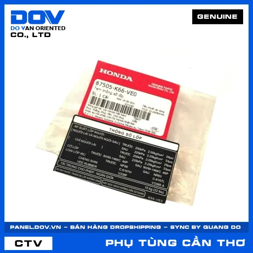 TEM THÔNG SỐ LỐP (vỏ xe) AIR BLADE 125/150 — 87505K66VE0