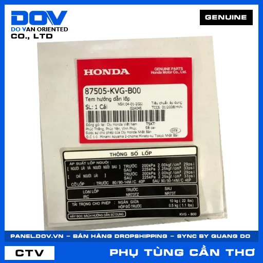 TEM HƯỚNG DẪN LỐP (vỏ xe) AIR BLADE 110 — 87505KVGB00
