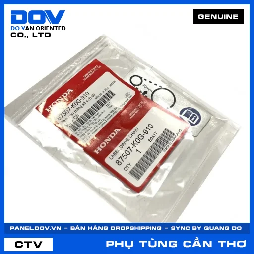 TEM DÁN THÔNG SỐ XÍCH TẢI (sên) — 87507K0G910