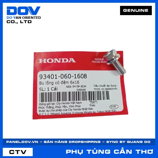 BU LÔNG CÓ ĐỆM 6X16 AIR BLADE 125, AIR BLADE 125/150, AIR BLADE 125/160 — 934010601608
