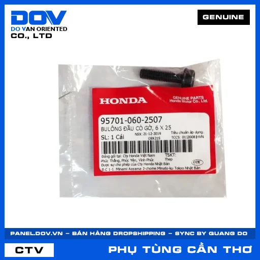BULÔNG ĐẦU CÓ GỜ, 6 X 25 CB250 NIGHTHAWK, CB650R, CBR650R, SH 125/150 — 957010602507