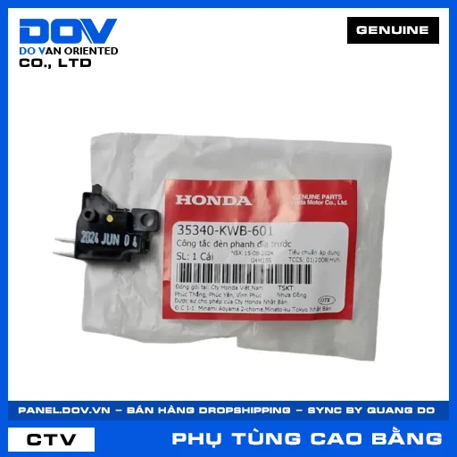 CÔNG TẮC ĐÈN PHANH ĐĨA TRƯỚC (thắng) AIR BLADE 110, BLADE 110, FUTURE 125, SH MODE — 35340KWB601
