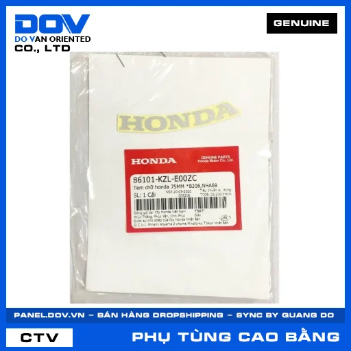 TEM CHỮ HONDA 75MM *B206,NHA69 VISION 110 — 86101KZLE00ZC