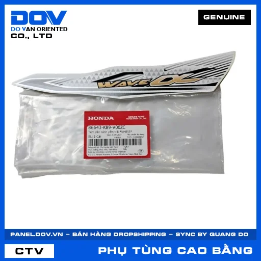 TEM DÁN CÁNH YẾM TRÁI *NHB55* WAVE ALPHA 110 — 86643K89V00ZC