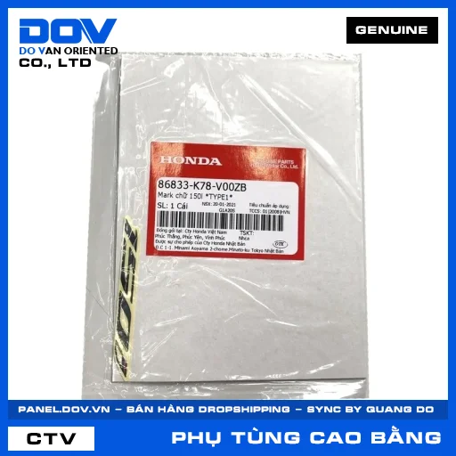 MARK CHỮ 150L *NH1* SH 125/150 — 86833K78V00ZB