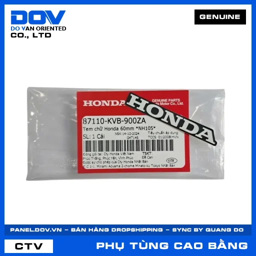 TEM CHỮ HONDA 60MM *NH105* AIR BLADE 110, AIR BLADE 125, AIR BLADE 125/150, AIR BLADE 125/160 — 87110KVB900ZA