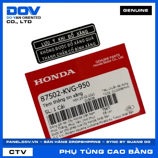 TEM THÔNG TIN XĂNG AIR BLADE 110, AIR BLADE 125 — 87502KVG950