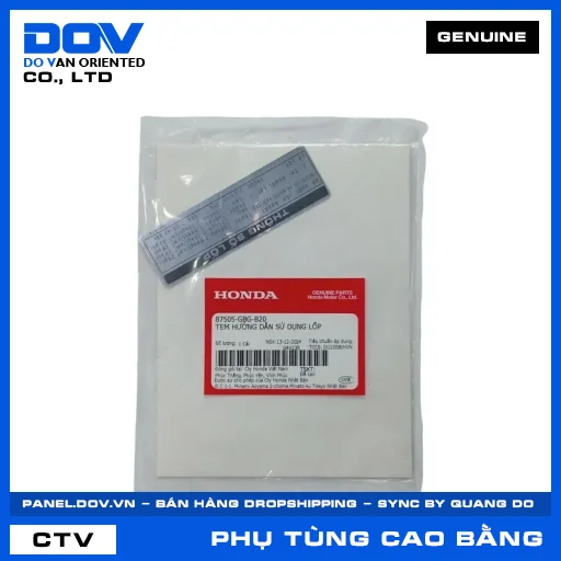 TEM HƯỚNG DẪN SỬ DỤNG LỐP (vỏ xe) SUPER DREAM, WAVE ALPHA — 87505GBGB20
