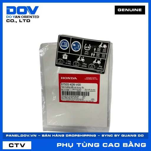 TEM HƯỚNG DẪN SỬ DỤNG LỐP (vỏ xe) SH 125/150, SH 125/160 — 87505K0RV00