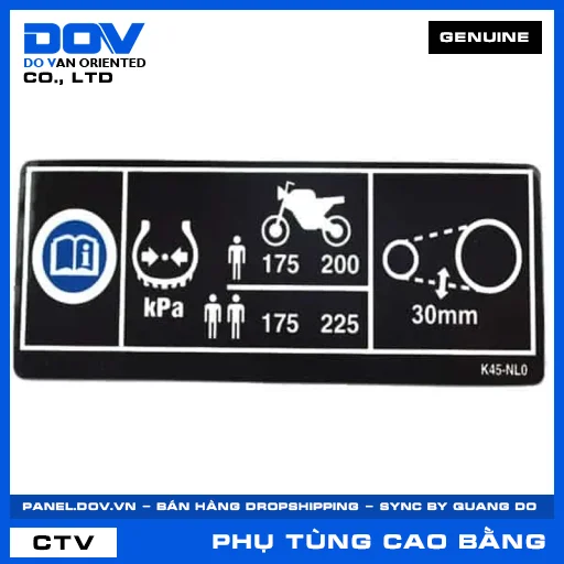 TEM THÔNG SỐ LỐP VÀ XÍCH TẢI (sên) CBR150R — 87505K45NL0