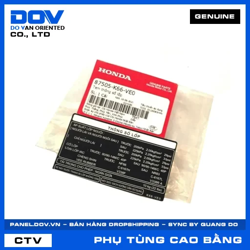 TEM THÔNG SỐ LỐP (vỏ xe) AIR BLADE 125/150 — 87505K66VE0