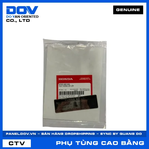 TEM THÔNG SỐ LỐP (vỏ xe) — 87505KRS900
