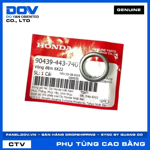 VÒNG ĐỆM 6X22 AIR BLADE 110, AIR BLADE 125, CLICK 110, VISION 110 — 90439443740