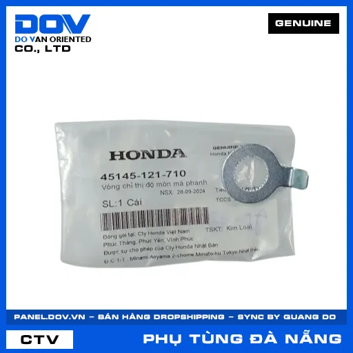 VÒNG CHỈ THỊ ĐỘ MÒN MÁ PHANH (bố thắng) CLICK 110, SUPER DREAM, WAVE ALPHA — 45145121710