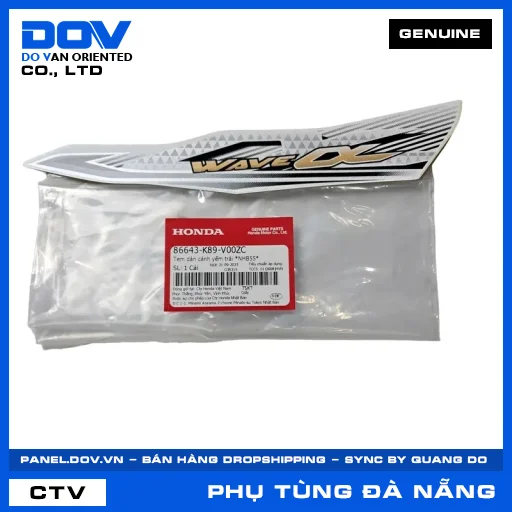 TEM DÁN CÁNH YẾM TRÁI *NHB55* WAVE ALPHA 110 — 86643K89V00ZC