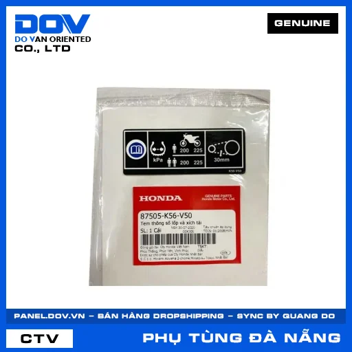 TEM THÔNG SỐ LỐP VÀ XÍCH TẢI (sên) WINNER R, WINNER X — 87505K56V50