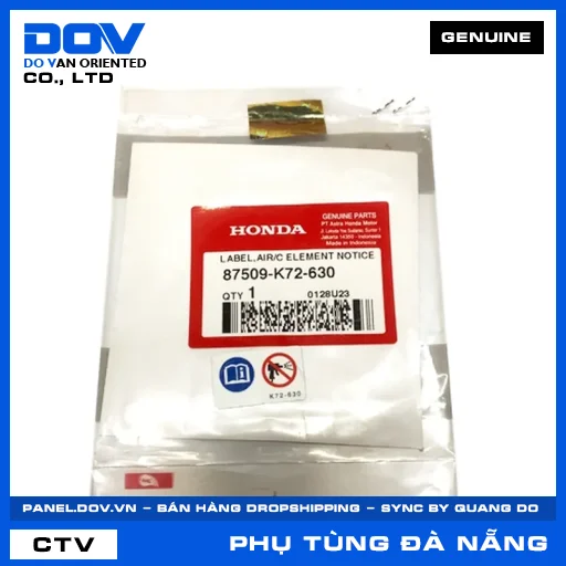 TEM BỘ LỌC KHÍ (lọc gió) — 87509K72630