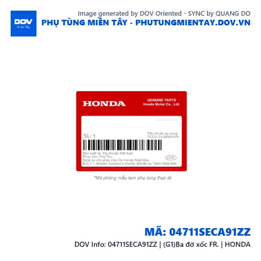 04711SECA91ZZ | (G1)Ba đờ xốc FR. | HONDA — 04711SECA91ZZ