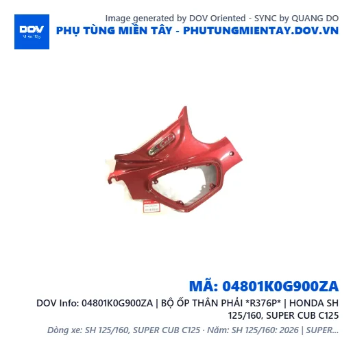 04801K0G900ZA | BỘ ỐP THÂN PHẢI *R376P* | HONDA SH 125/160, SUPER CUB C125 — 04801K0G900ZA