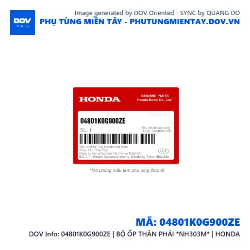 04801K0G900ZE | BỘ ỐP THÂN PHẢI *NH303M* | HONDA  — 04801K0G900ZE