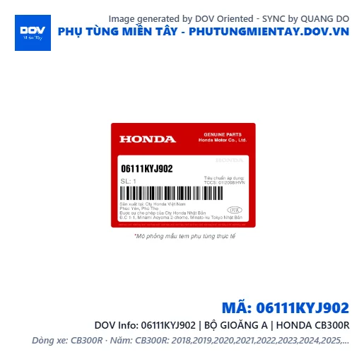 06111KYJ902 | BỘ GIOĂNG A | HONDA CB300R — 06111KYJ902