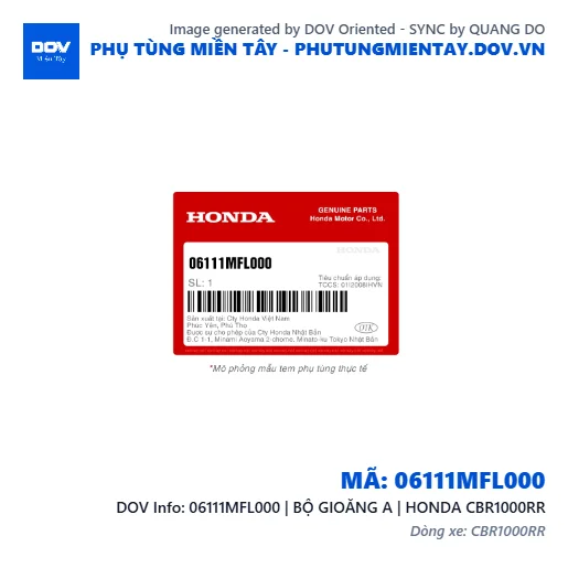 06111MFL000 | BỘ GIOĂNG A | HONDA CBR1000RR — 06111MFL000