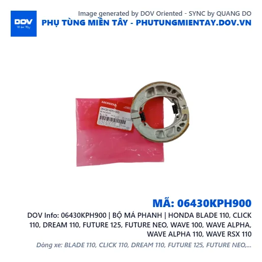 06430KPH900 | BỘ MÁ PHANH | HONDA BLADE 110, CLICK 110, DREAM 110, FUTURE 125, FUTURE NEO, WAVE 100, WAVE ALPHA, WAVE ALPHA 110, WAVE RSX 110 — 06430KPH900
