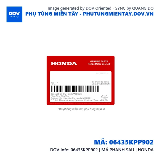 06435KPP902 | MÁ PHANH SAU | HONDA  — 06435KPP902